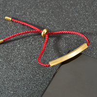 Bracelet personnalisé pour couple, plaqué or, avec barre gravée, réglable, en corde tressée, pour gravure