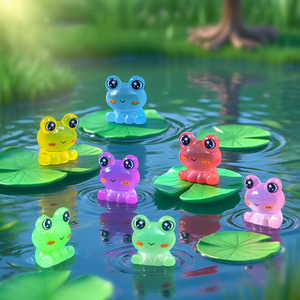 Vente en gros de figurines d'animaux miniatures en résine lumineuses, grenouilles colorées qui brillent dans le noir, pour micro-jardins, pots de fleurs, ornements - Product Image 2