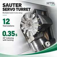 Tour CNC à banc incliné HT5L, tourelle servo Sauter à 12 stations, 6 broches A2, 4500 tr/min, longue course, pour tournage de métaux, avec système Fanuc