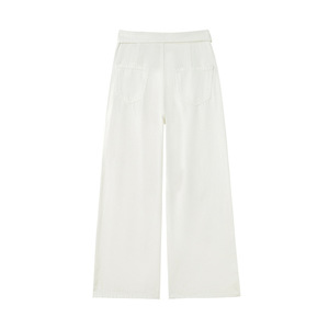 <span class=keywords><strong>Pantalon</strong></span> en jean large pour <span class=keywords><strong>femme</strong></span> Lin de haute qualité, classique et polyvalent, noir et <span class=keywords><strong>blanc</strong></span>, couleur unie, coupe ample, tissu doux et confortable - Product Image 2
