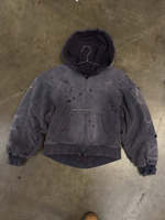Sudadera con capucha térmica para hombre, estilo vintage, de algodón grueso y pesado, tejido gofrado, con efecto desgastado por el sol, corte holgado, doble capa, con cremallera.