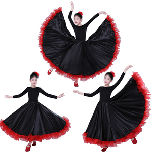 Costume de danse <span class=keywords><strong>flamenco</strong></span> pour enfants, jupes gitanes, 360/540/720 degrés, enfants de 100 à 150 cm, <span class=keywords><strong>fille</strong></span> garçon, grande <span class=keywords><strong>robe</strong></span> à volants, <span class=keywords><strong>robe</strong></span> de bal espagnole - Product Image 2
