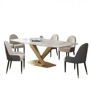 Blanco puro hogar italiano minimalista moderno simplicidad restaurante muebles mesa de comedor conjunto