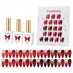Nuevo Esmalte de Uñas en Gel UV con Diamantes Rojos Dorados de 15 ml, 20 Colores, Purpurina de Diamantes Rotos, Esmalte de Uñas Rojo de Año Nuevo - Product Image 1