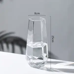 แจกันแก้วทรงเรขาคณิตสำหรับพืชแจกันแก้วออกแบบได้ตามต้องการสำหรับตกแต่งห้องนั่งเล่นแจกันแก้ว