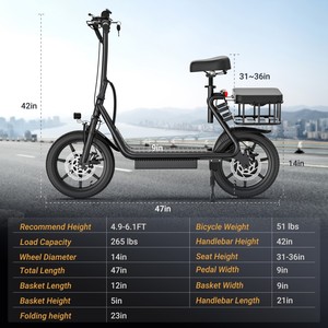 <span class=keywords><strong>Trottinette</strong></span> électrique <span class=keywords><strong>portable</strong></span> 500W avec siège et panier de courses, pliable, pneus gonflables de 14 pouces, <span class=keywords><strong>trottinette</strong></span> électrique pour adultes, US/UK - Product Image 2