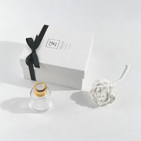 Diffuseur d'ambiance solide parfumé aux fleurs en porcelaine fait main personnalisé, 50 ml, bouteille en verre, écologique, parfum d'intérieur