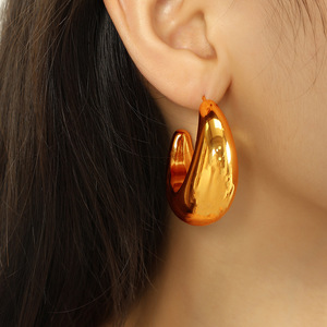 Pendientes con forma de luna dorada, aleación de zinc, diseño geométrico, joyería de moda para fiesta, EH545 - Product Image 4