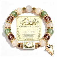 Bracelet unisexe bohème d'Halloween avec perles en fausse céramique, pendentifs citrouille, fantôme, chauve-souris et chapeau, bijoux en strass de cristal, cadeau