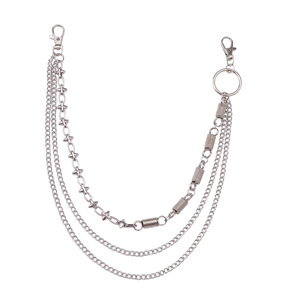 โซ่คาดเอวแบบยูนิเซ็กซ์ โลหะผสมสังกะสี หลายชั้น ประดับหนาม สไตล์ฮิปฮอป เครื่องประดับลำลอง - Product Image 5