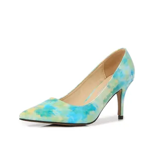 Zapatos de tacón alto elegantes de 7,5 Cm para mujer, calzado de trabajo de 3 pulgadas, a la moda, con flores, tacones de charol con punta superior