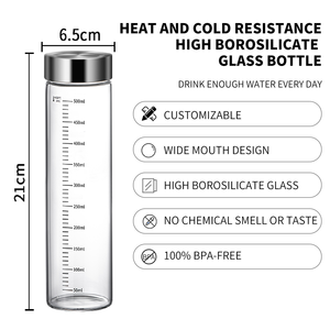 Vidrio de borosilicato alto Drinkware100ML 200ml 300ml 500ml Frasco de cocina y botella de <span class=keywords><strong>agua</strong></span>/leche Suministro directo de fábrica - Product Image 2