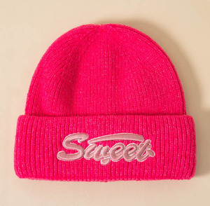 Haute qualité automne hiver femmes épaissi chaud doux acrylique tricoté personnalisé 3D brodé <span class=keywords><strong>bonnet</strong></span> - Product Image 4