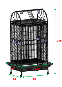 YOELLEN vente en gros 170CM luxe extra grande taille métal noir fer 4 roues perroquet canari ara perruche <span class=keywords><strong>cage</strong></span> à oiseaux pour animaux de compagnie à vendre - Product Image 2