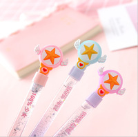 Stylo gel créatif TikTok Influencer avec logo personnalisé, gel liquide effet sable rose et noir, plastique durable, écriture 0,5 mm, mignon et kawaii