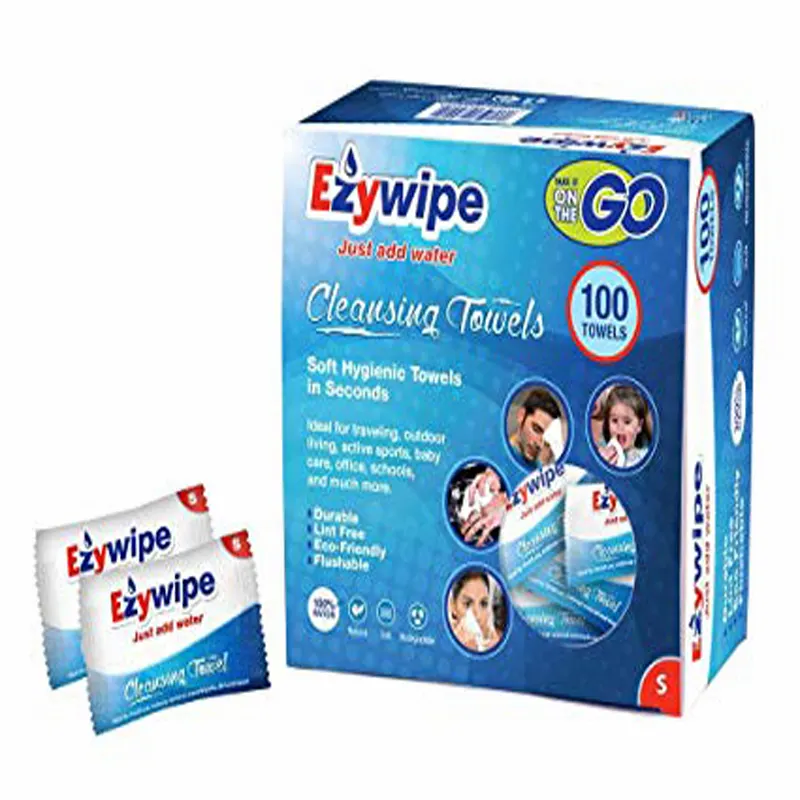 Ezywipe, сжатое очищающее полотенце, 100 упаковок, сертификация 100% вискоза, биоразлагаемое, для путешествий, кемпинга, семьи, сжатое полотенце