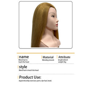 Maniquí de entrenamiento de material de pelo mixto Maniquí de cabeza y hombro, forma de Cara Blanca europea y americana, 26 pulgadas - Product Image 6