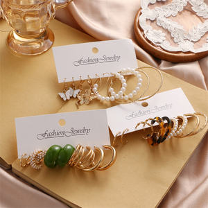 VKME – boucles d'oreilles Punk en acrylique avec perles et cristal en or pour femmes, ensemble de boucles d'oreilles, cercle, papillon, cœur, fleur, nouvelle collection <span class=keywords><strong>2022</strong></span> - Product Image 2