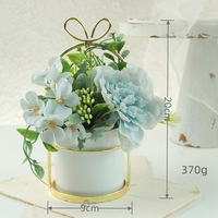 Wohndekor Blumen im Nordischen Stil Weißes Keramiktopf-Set Künstliche Hortensien Kamelien Bonsai Galvanisiertes Eisen-Kunstdekor