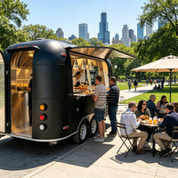 Edelstahl-Food-Trailer Voll Ausgestatteter Hähnchen-Rotisserie-Food-Truck Döner Kebab Kommerzieller Imbisswagen mit Sitzplätzen