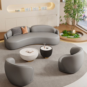 Set di Divani Letto Reclinabili in Pelle Curva, Arredamento Modulare per Ufficio, Sale Riunioni, Hotel, Saloni di Bellezza, Appartamenti, Ville e Aree di Ricevimento - Product Image 3