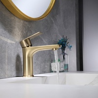Robinets à levier unique de luxe en acier inoxydable Robinet mitigeur d'eau moderne en or brossé Robinet de salle de bain pour lavabo