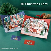 Carte de vœux de Noël 3D, design Arbre de Noël, message de gratitude et de bénédiction, en carton, origine Chine, transfrontalier