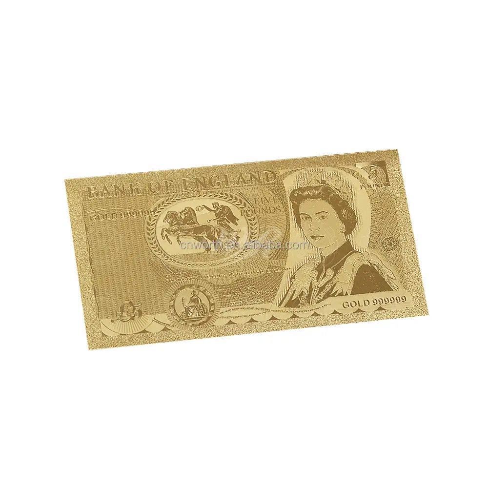 Wr antico imitazione 24k placcato in oro 1971 anno Design gran bretagna 5 libbre banconote novità UK carta nota artigianato