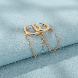 Boucles d'oreilles créoles en argent sterling CANNER pour femme, tendance, à clipser, avec longue chaîne, de bonne qualité - Product Image 5