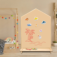Tableau noir magnétique en bois avec support, tableau à dessin en forme de maison pour enfants d'âge préscolaire, pour l'écriture et le dessin DIY