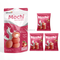 Mochis Japonais à la Fraise et au Lait, Gâteaux de Riz Moelleux Séchés, Sandwichs d'Usine avec Grain Doux, Snacks et Desserts en Sachet