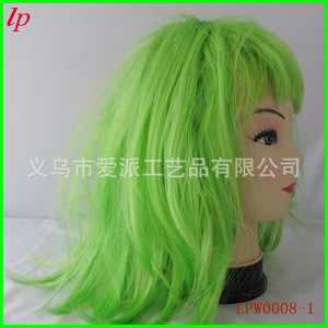 Perruque longue et droite verte avec frange pour femmes, pour cosplay et spectacles sur scène LPW0008 - Product Image 2