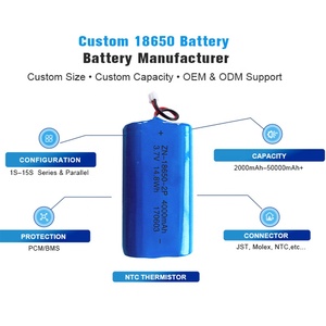 แบตเตอรี่ลิเธียมคุณภาพสูงแบบชาร์จได้ 7.4v ชุดแบตเตอรี่ลิเธียม 18650 2s 2600mah 500-Cycle ทรงกระบอก - Product Image 3