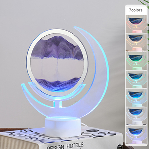 Led RGB sandscape đèn Di chuyển cát nghệ thuật ánh sáng ban đêm với 7 màu sắc đồng hồ cát ánh sáng 3D biển sâu hiển thị trang trí đèn bàn - Product Image 3