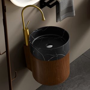Motif de marbre noir lavabo Grain de bois en acier inoxydable toilettes coin mur suspendu <span class=keywords><strong>Mini</strong></span> petite taille lavabo à <span class=keywords><strong>main</strong></span> - Product Image 3