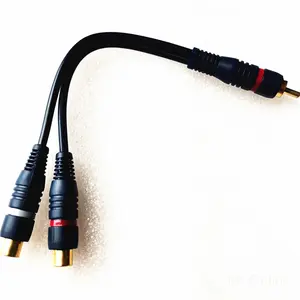 2 RCA to 1 RCA Female to Male to Female Splitter Cable Audio Splitter Distributor Converter Speaker Gold Cable
