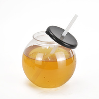 Gobelets en plastique jetables de 650 ml avec logo personnalisé, style américain, avec couvercle et paille, pour cocktails, daiquiris et granités – Vaisselle de fête unisexe