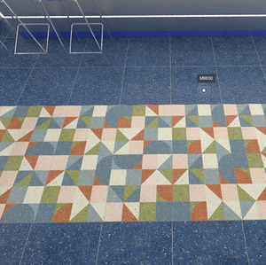 Carrelage en porcelaine de qualité supérieure, effet terrazzo bleu moderne, finement sculpté en 3D, antidérapant, résistant aux acides, résistant à l'usure, application murale et au sol - Product Image 5