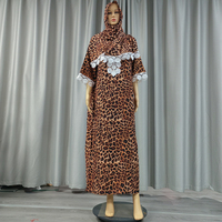 Haute qualité coton robe musulmane abaya Hijab Dubai imprimé fleuri robe à manches courtes islamique à la mode dentelle robe de jour d'été