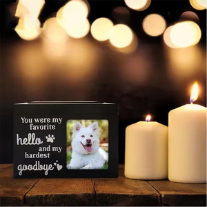 Urne funéraire en bois pour animaux de compagnie, personnalisable avec logo, noire, verrouillable, avec fente <span class=keywords><strong>photo</strong></span>, pour cendres de <span class=keywords><strong>chien</strong></span> ou chat – Meilleure vente - Product Image 2