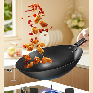 Wok en fer Midea 32 cm rond noir sans PFOA non revêtu pour cuisinières à gaz et à induction - Product Image 2