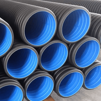 Tuyau de drainage d'égouts en HDPE à double paroi ondulée JUNYU DN300-DN800mm, connexion par fusion à emboîtement SN10, DN100-DN1200, 5,8-11,8m