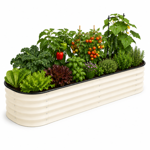 Kit de jardinière surélevée modulaire en métal ondulé, jardinière arrondie pour jardins extérieurs, en acier galvanisé thermolaqué - Product Image 1