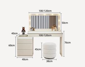 Tocador Moderno de Lujo con Espejo Iluminado LED, Almacenamiento con Múltiples Cajones, Mesa de Maquillaje para Dormitorios de Estilo Europeo/Estadounidense - Product Image 6