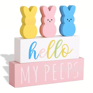 DAMAI Easter Bunny Wooden Ornament Creative Festival Party Table Decor Craft Wooden Easter Rabbit for Holiday Home Decor - Product Image 5