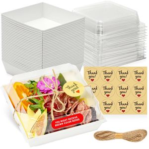 Paquete de 50 <span class=keywords><strong>mini</strong></span> cajas de charcutería con tapas transparentes, contenedores de comida desechables, Cartón corrugado para llevar, cartón de papel - Product Image 5
