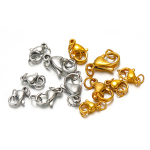 Fermoir de homard plaqué or 18 carats en acier inoxydable à la mode avec deux anneaux de saut pour bijoux collier bracelets faisant des accessoires - Product Image 4