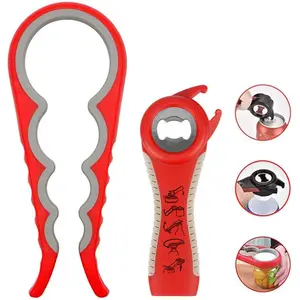 2 Packs Keukengereedschap Plastic Multifunctioneel Handmatig Verstelbaar 4 In 1 Makkelijke Grip Potdeksel Bierblikopener