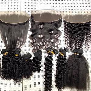 Paquets de cheveux humains brésiliens vierges avec fermeture, cuticule humaine brésilienne alignée, <span class=keywords><strong>Meche</strong></span>, bon marché, Extension en vrac - Product Image 6