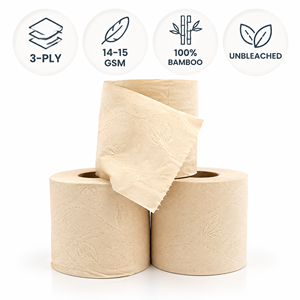 Tissue <b>Paper</b> Roll <b>Unbleached</b> Embossed Customizable OEM Bulk Pack For Horeca Wholesaler Commercial And Household Use Wholesale - Product Image 1